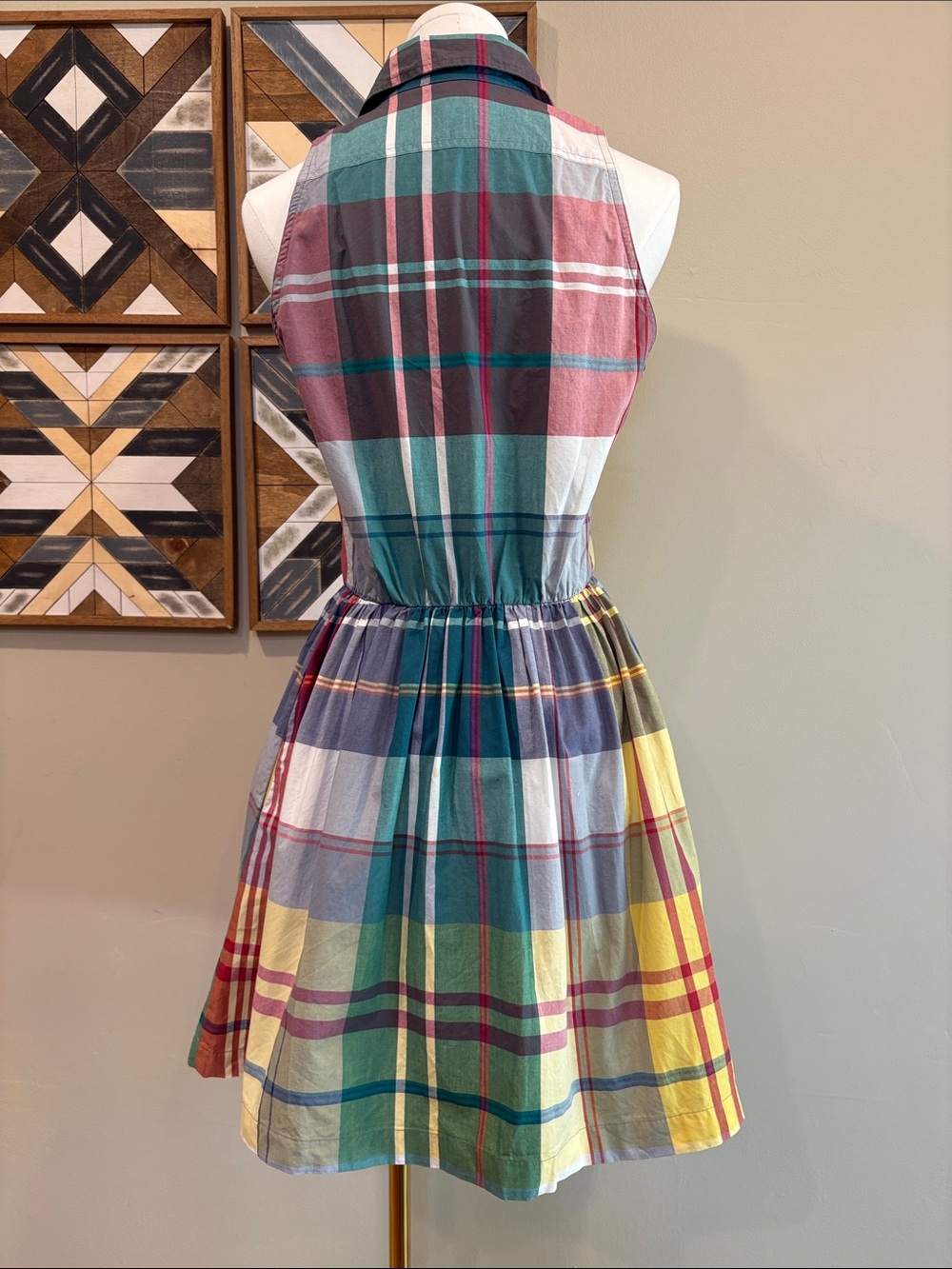 Vintage Ralph Lauren Country Plaid Button Down Fit & Flare Mini Dress size 4 - Picture 7 of 14